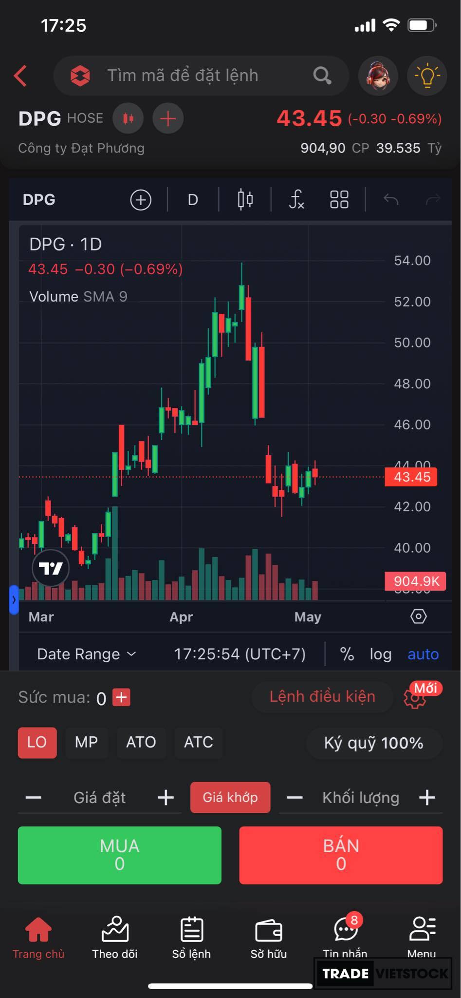 Cách mua bán trên app EntradeX