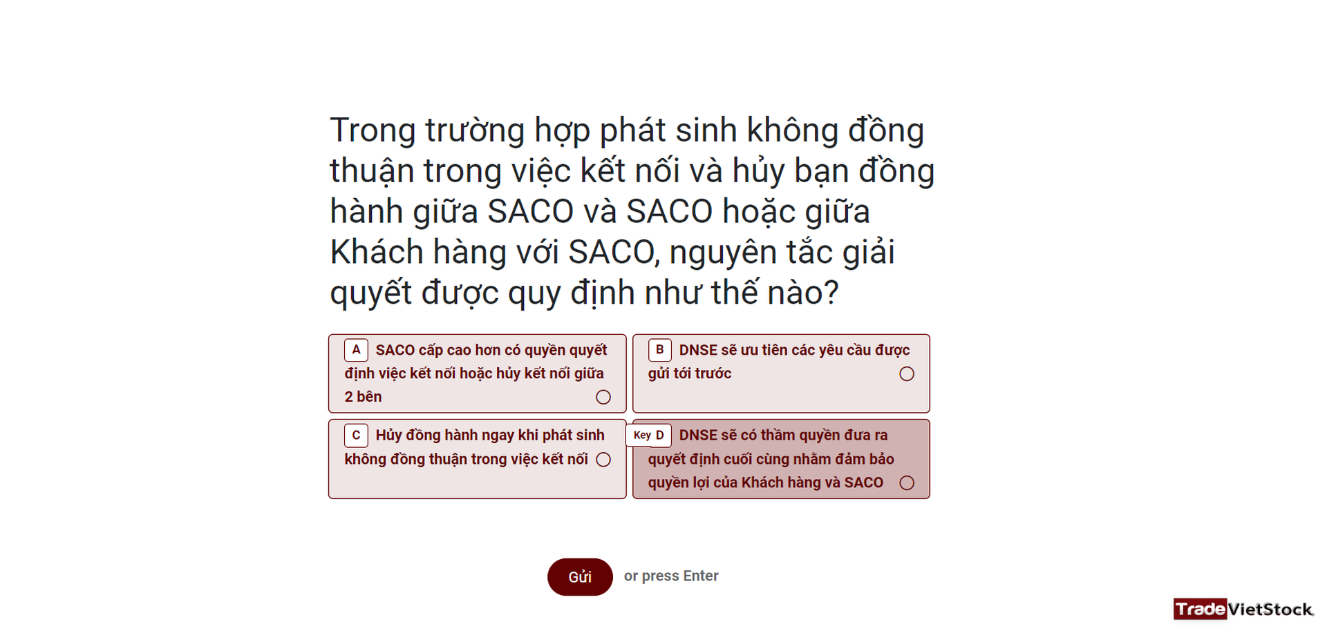 Hướng dẫn SACO hoàn thành bài kiểm tra DNSE - Trade Việt Stock