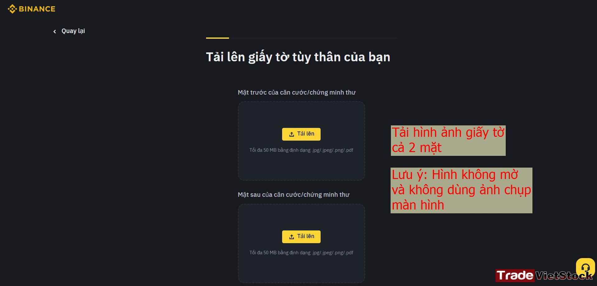 Hướng Dẫn Mở Tài Khoản Binance 8 Đăng Tải Hình ảnh Cccd Lên Tài Khoản Binance để Xác Minh Chính Chủ Tradevietstock