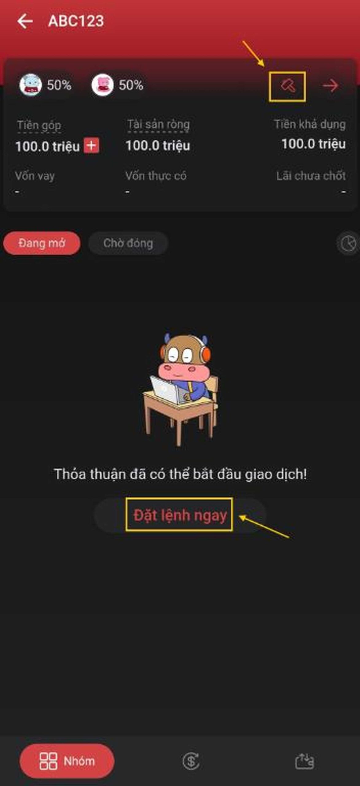 Cách đầu tư chứng khoán theo nhóm 13 Nhấp Vào đặt Lệnh Ngay để Mua Bán Cổ Phiếu Trong đầu Tư Nhóm Của Entradex Tradevietstock