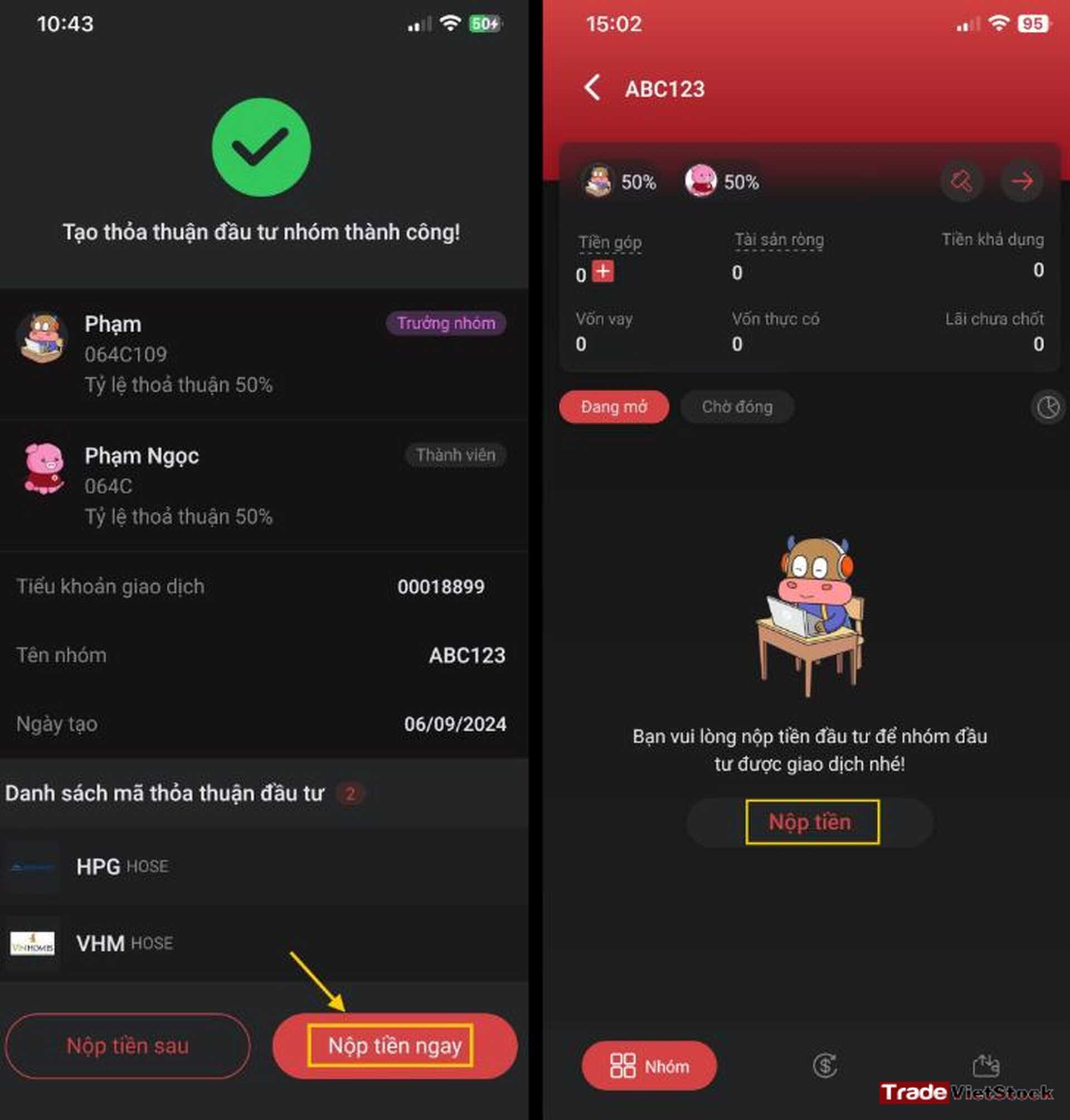 Cách đầu tư chứng khoán theo nhóm 8 Nộp Tiền Vào Sản Phẩm đầu Tư Nhóm Chung Trên Entradex Tradevietstock