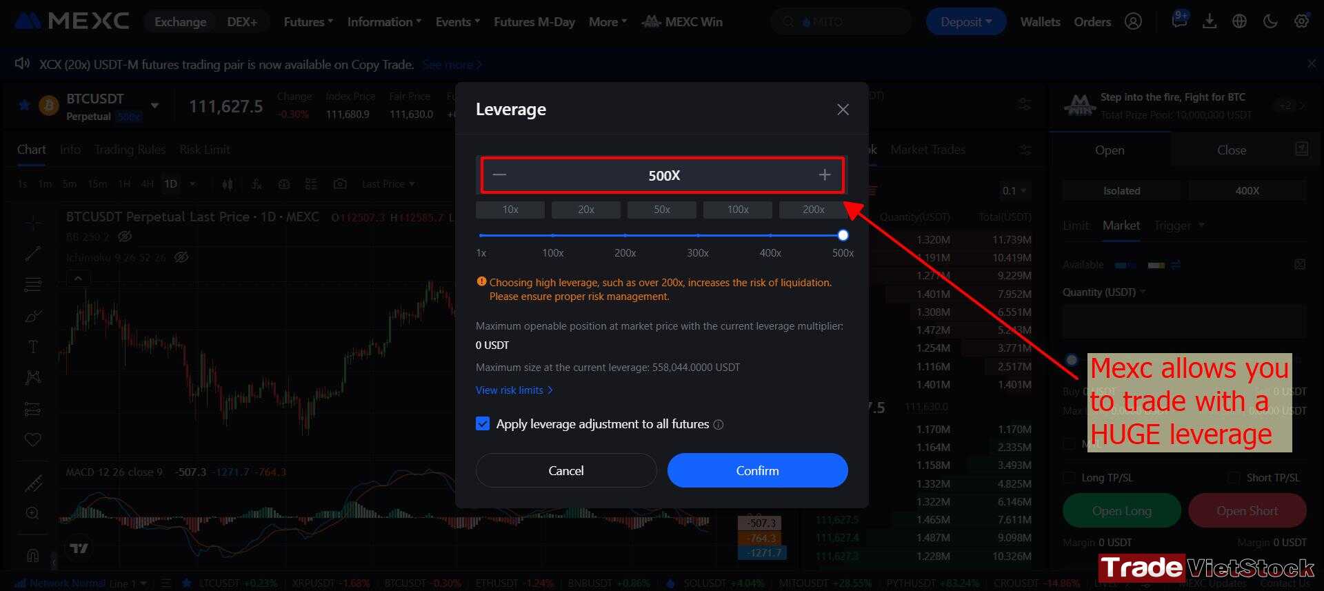 Top 5 Crypto Exchanges For Investors And Traders 32 Mexc Allows You To Trade With A Huge Leverage 500x Tradevietstock