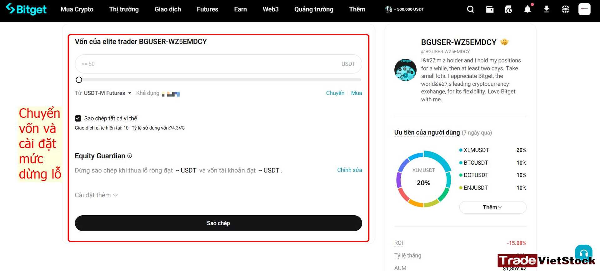 Bạn Cần Chuyển Vốn Và Cài đặt Mức Dừng Lỗ Trước Khi Copy Trading Tradevietstock