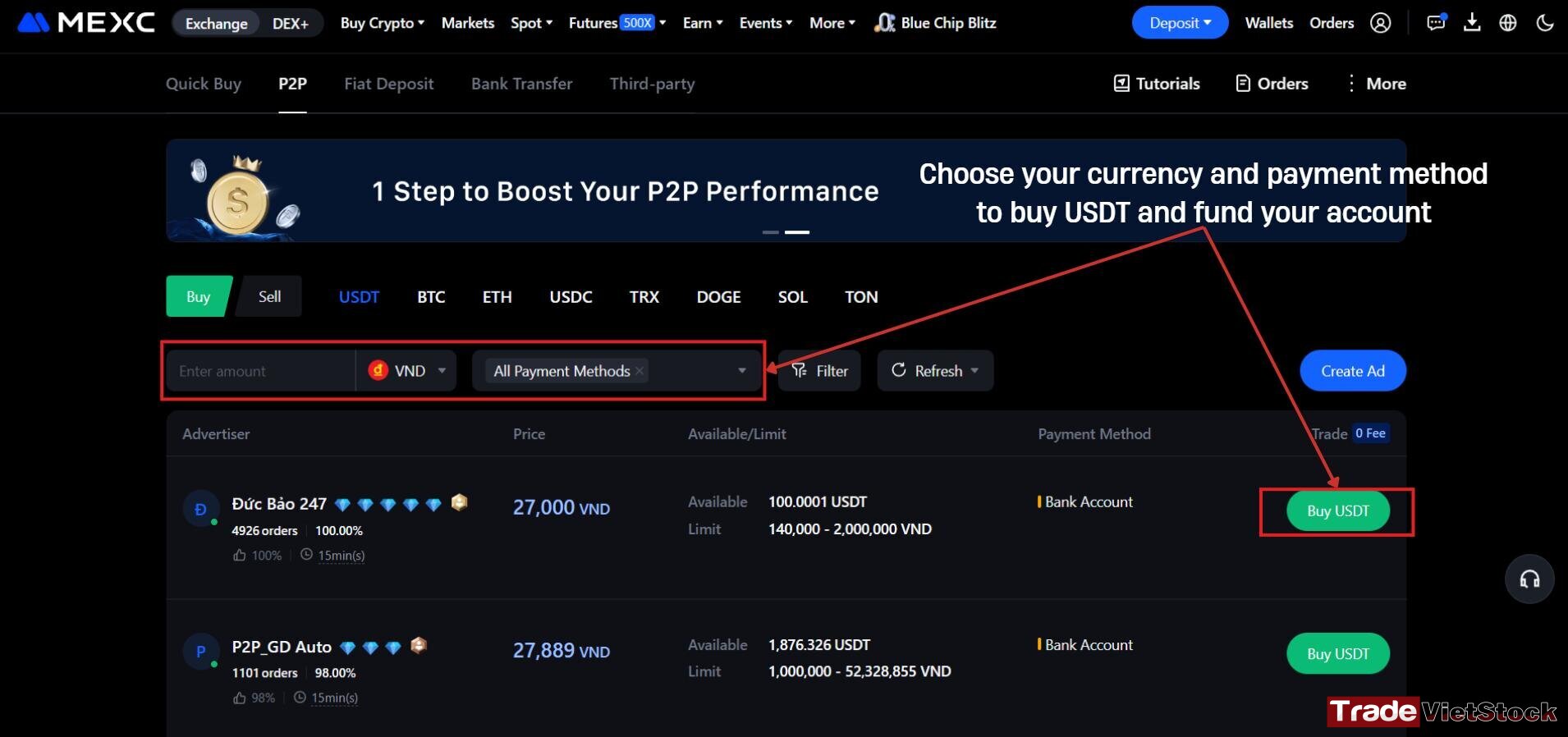 Buy Usdt Via P2p Trading On Mexc