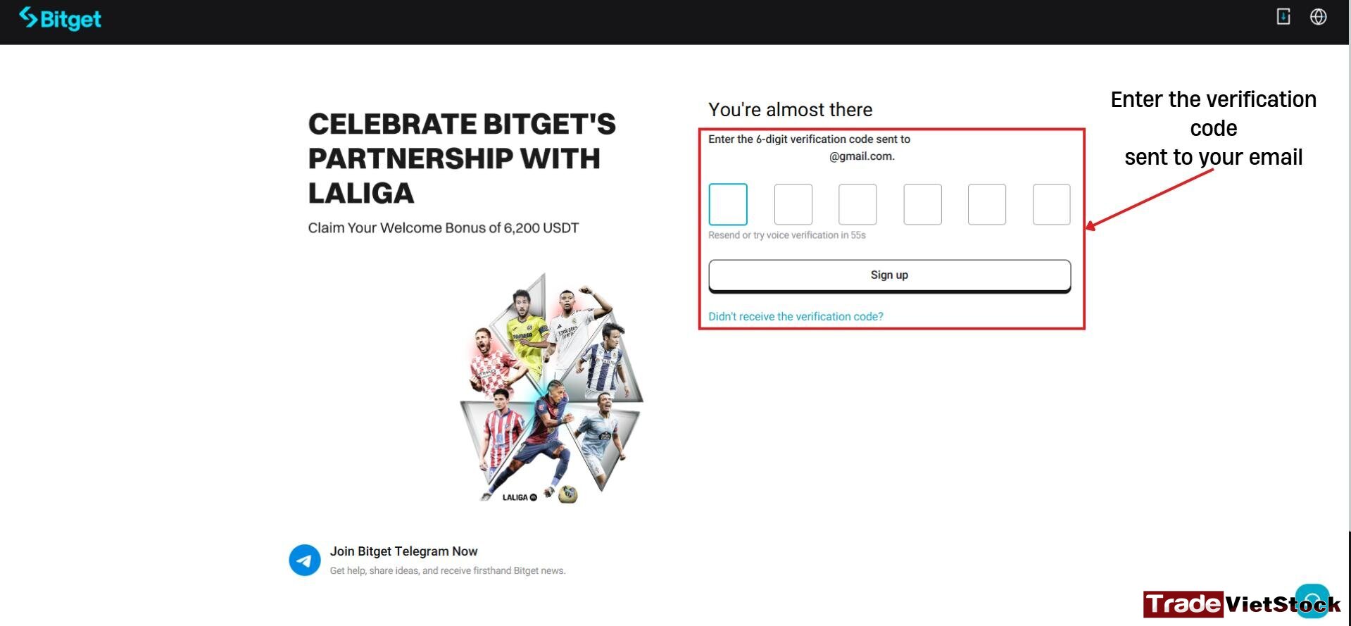 Sign up for a Bitget account 4 Enter The Verification Code Sent To Your Email And Sign Up For A Bitget Account