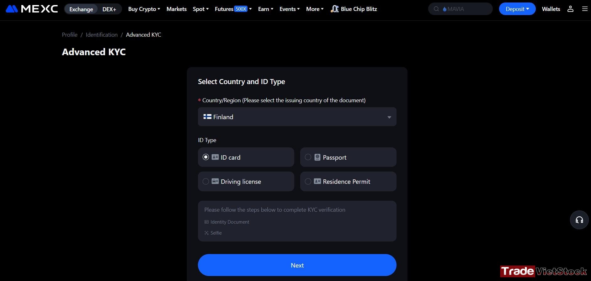 Upload Id Card And Start Facial Verification To Sign Up For A Mexc Account