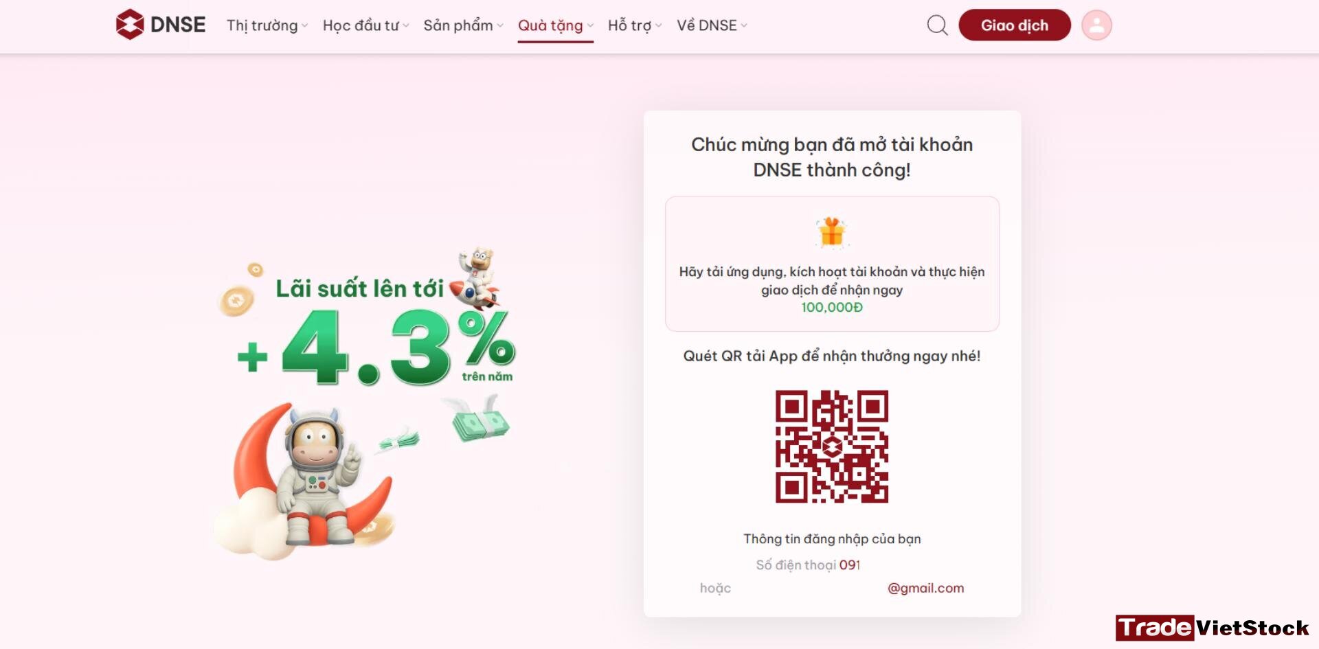 Hướng dẫn đăng ký app DNSE 5 Chúc Mừng Bạn đăng Ký Tài Khoản Trên App Dnse Thành Công, Hãy Quét Mã để Tải Tài Khoản Về Máy