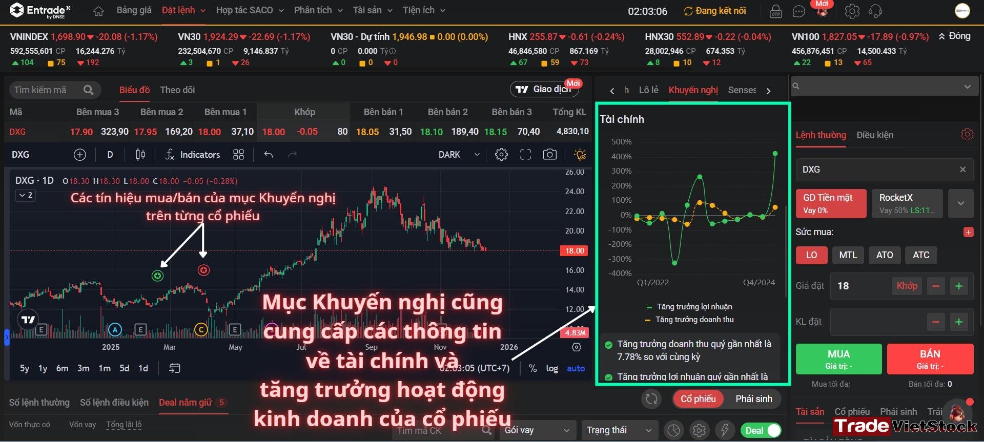 Đánh giá giao diện app DNSE 6 Mục Khiếu Nghị Trên Giao Diện App Dnse Cũng Hiển Thị Tín Hiệu Mua Bán Cổ Phiếu