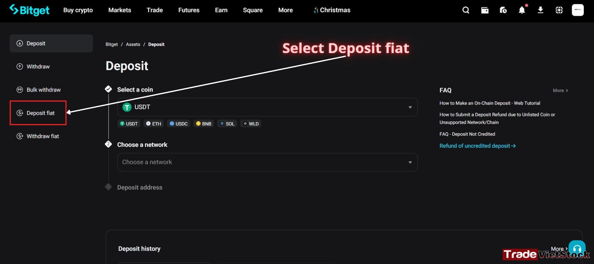 How to deposit into Bitget 3 Select Deposit Fiat To Fund Your Bitget Trading Account