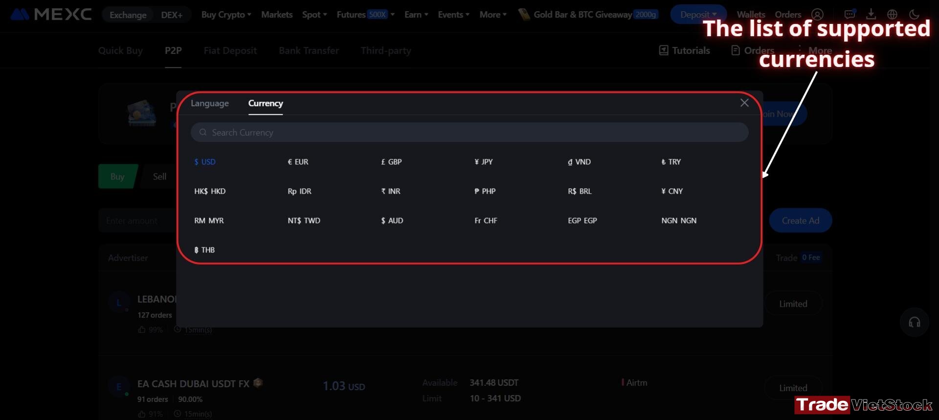 How to deposit into Mexc 3 The List Of Supported Currencies On Mexc