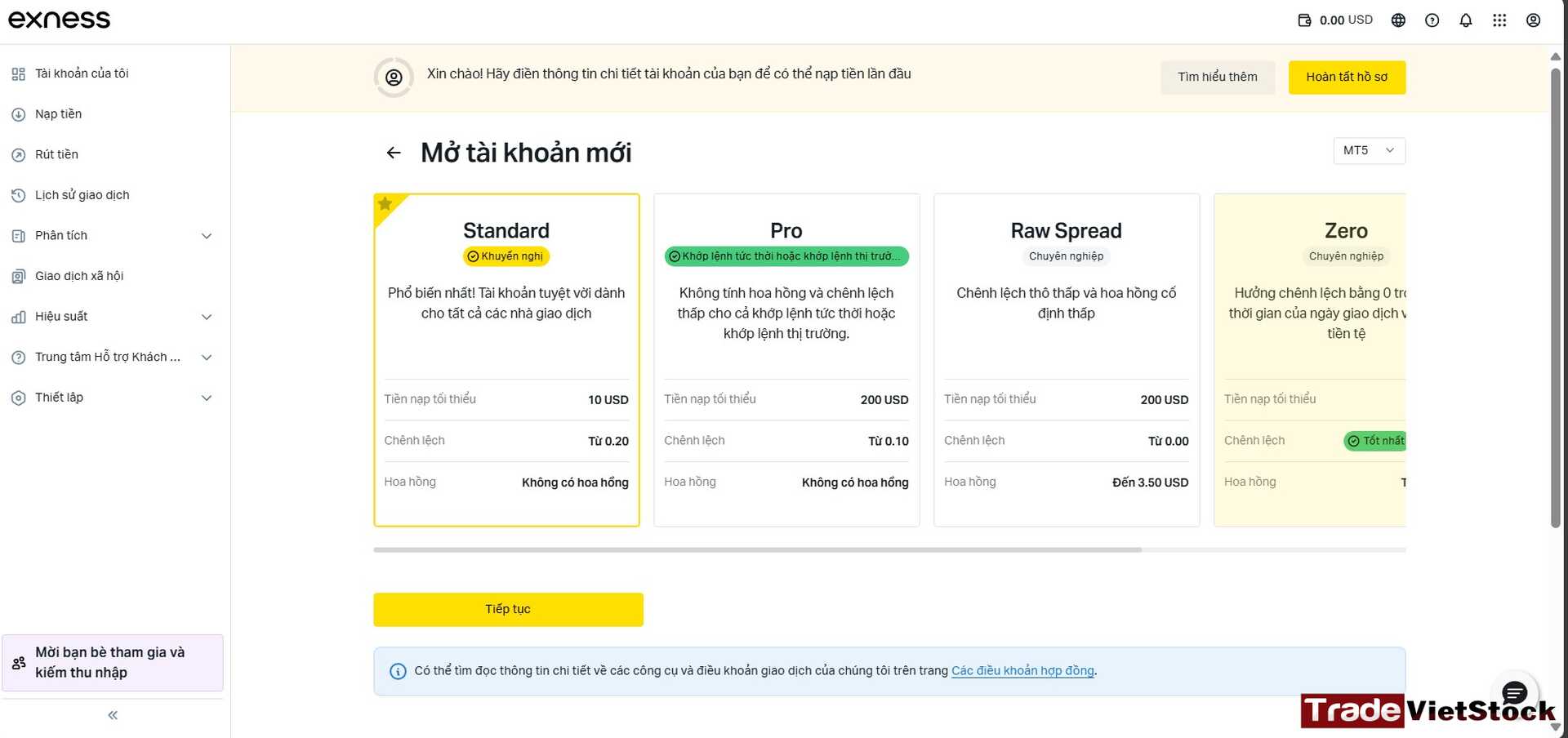 Chọn loại tài khoản Exness - Review sàn Exness (Trade Việt Stock) Chọn Các Loại Tài Khoản Khi đăng Ký Sàn Exness Tradevietstock