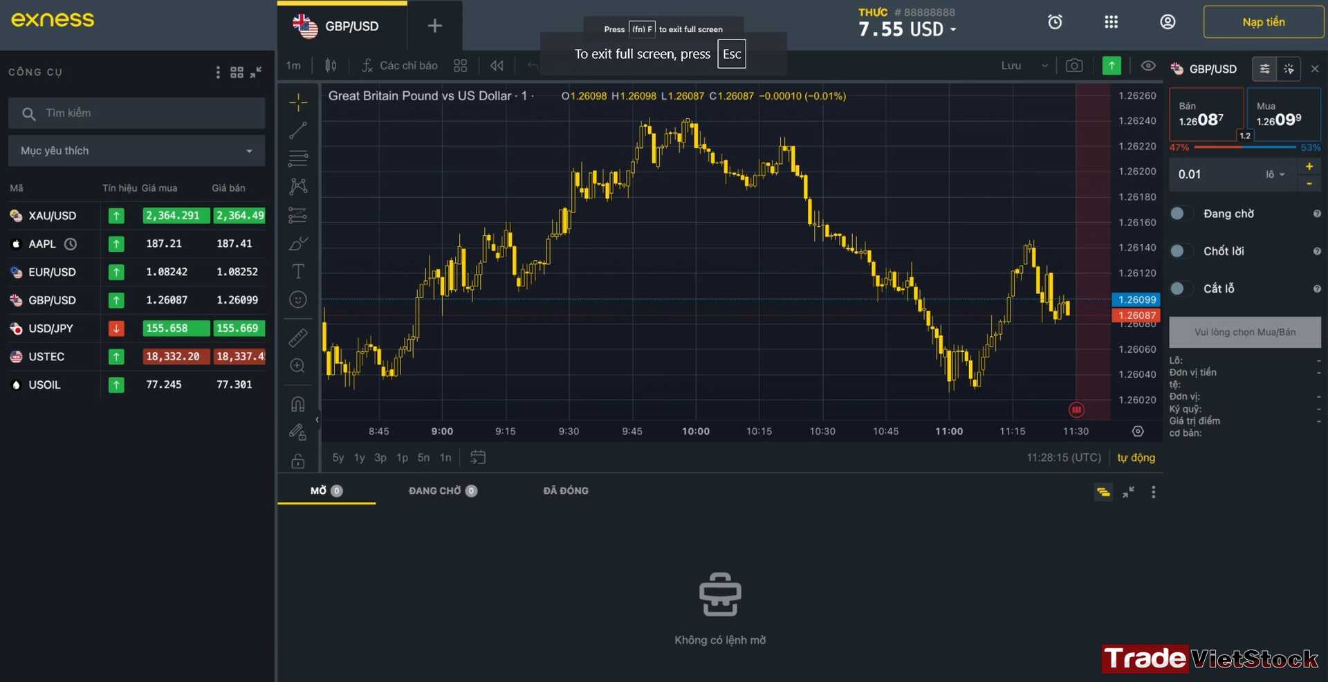 Đăng ký sàn Exness 9 Màn Hình Giao Dịch Trên Web Của Exness Tradevietstock