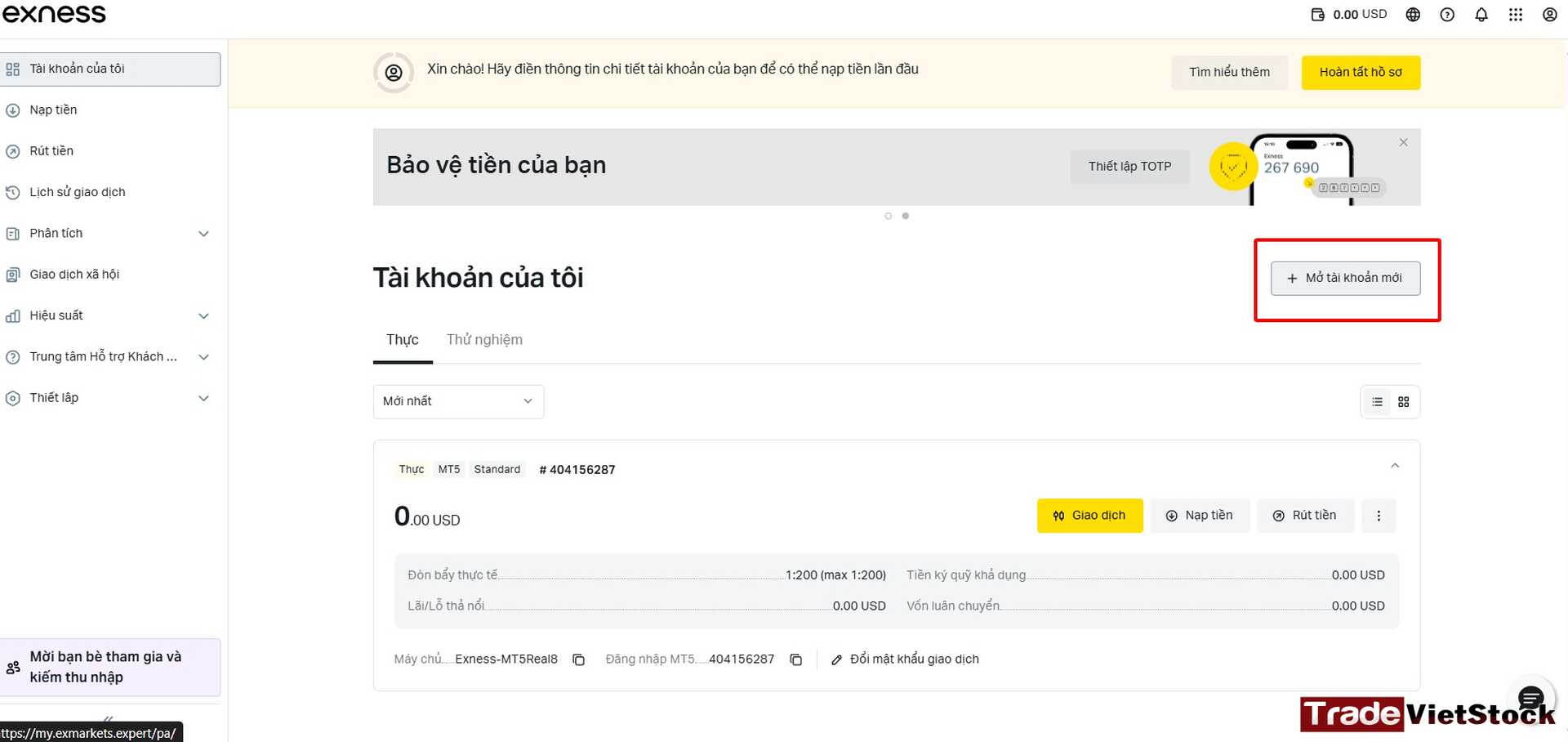 Hướng dẫn tạo tài khoản Exness 6 Mở Tài Khoản Mới Trên Sàn Exness Tradevietstock
