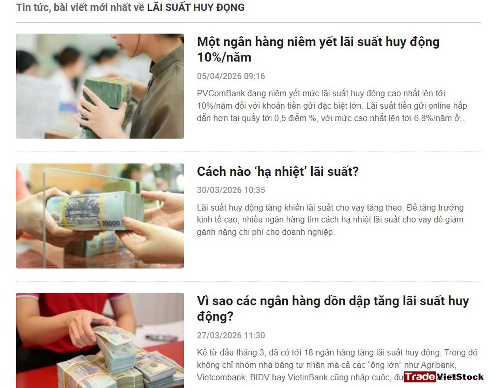 Lãi Suất Huy động Không Hề Thấp Tradevietstock